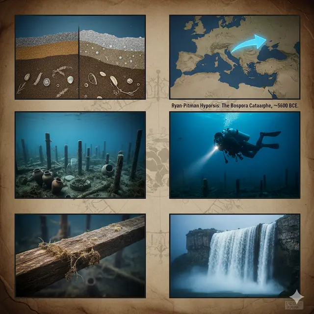 Hartă și sedimente marine care demonstrează Potopul lui Noe din istoria Mării Negre